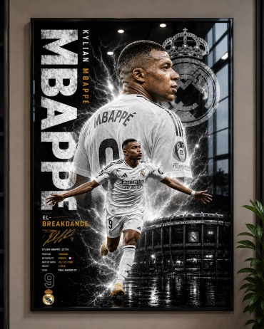 Картина Kylian Mbappé – Premium Art в раме 70x100 см