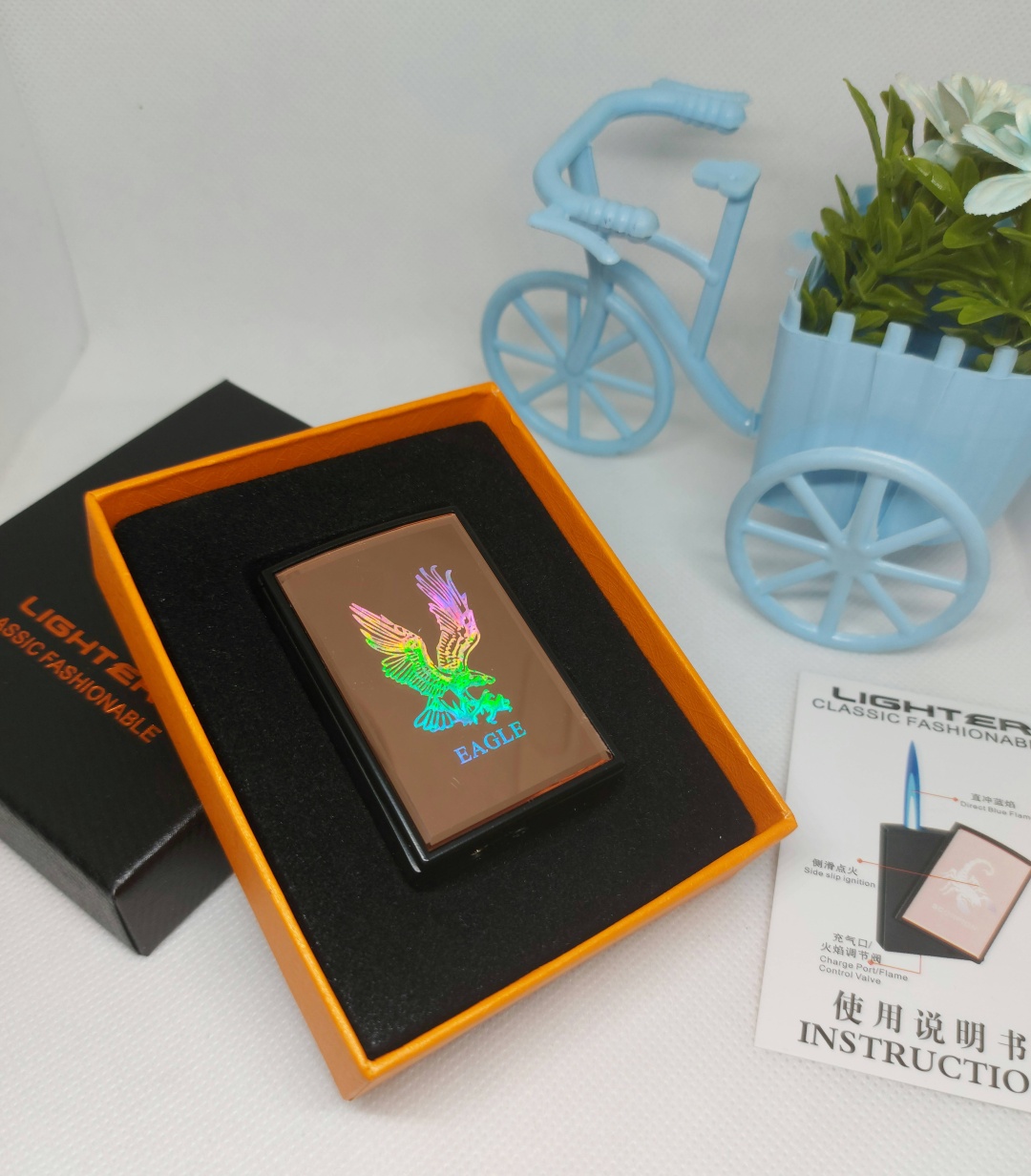 Lighter газовая зажигалка Eagle, металлический сплав, пластик