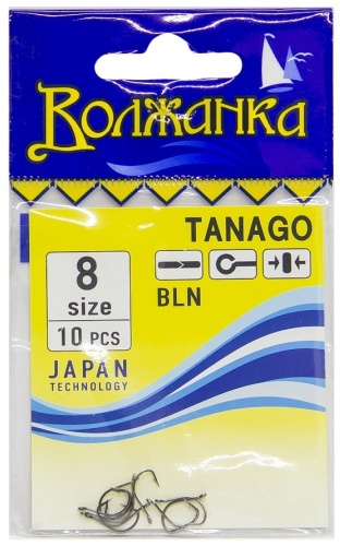 Крючок для рыбалки ВОЛЖАНКА Крючки Tanago # 8 (10шт/уп) одинарный черный 10 шт