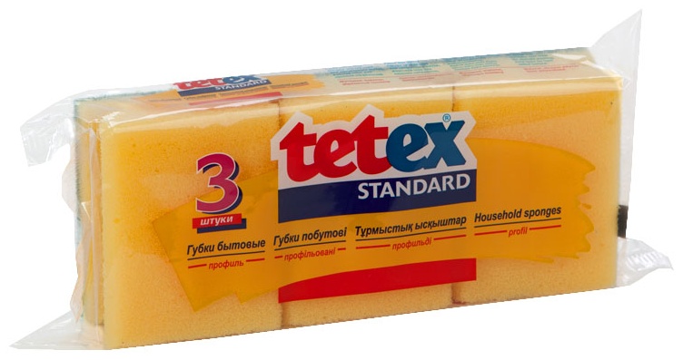 Губка для посуды Tetex профиль 3 шт, поролон, абразив