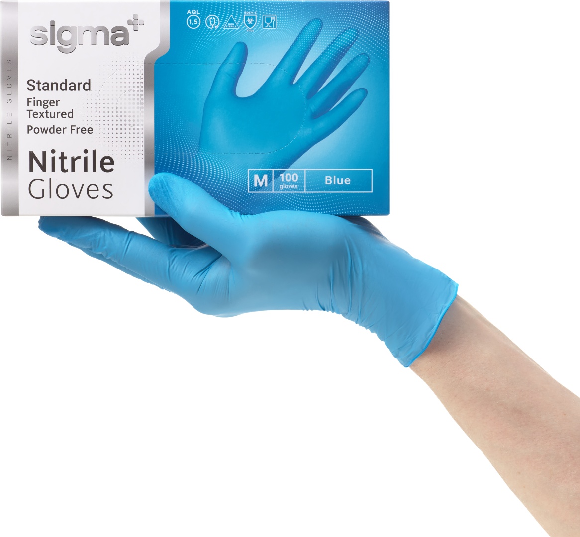 Купить Медицинские перчатки Sigma+ Standard нитрил 100 шт голубой M в ...