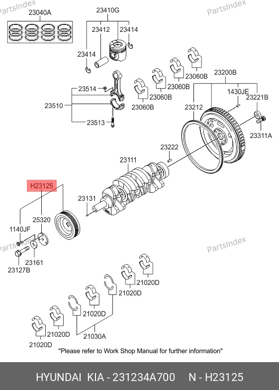 HYUNDAI / KIA шкив коленчатого вала 231234A700