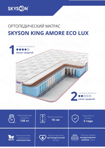 Матрас SkySon King Amore Eco Lux, 200x200x18 см