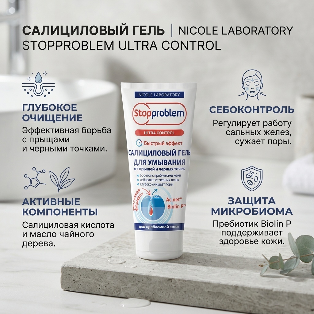 NICOLE LABORATORY Stopproblem Ultra Control Салициловый гель 150 мл