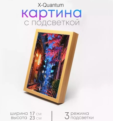 Quantum декоративный светильник настенный Ночник картина с подсветкой Неоновая метрополия, теплый белый, холодный белый, синий