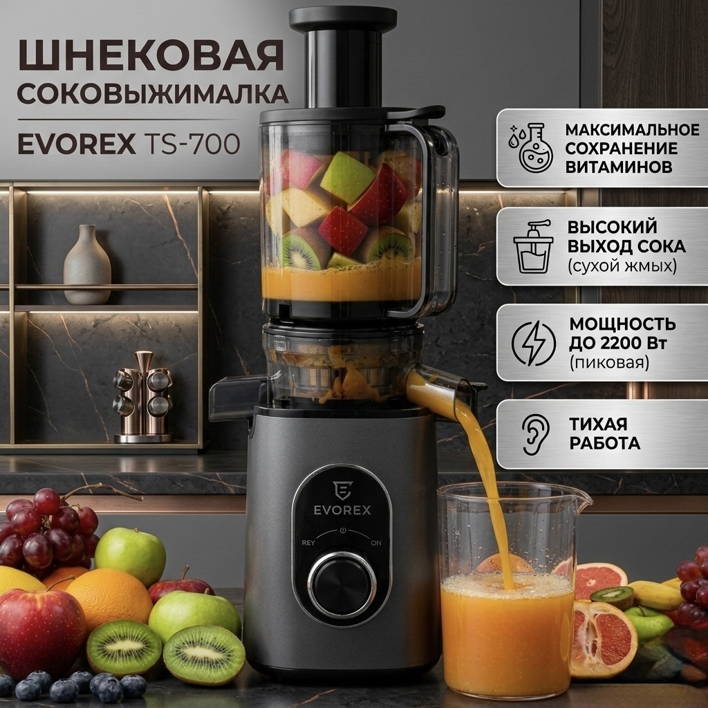 Соковыжималка EVOREX TS-700 серый