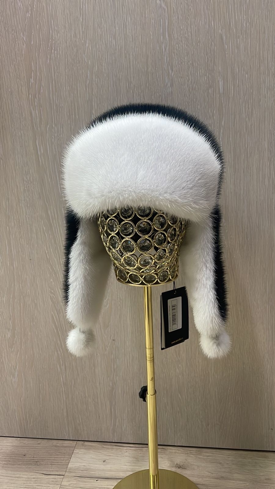 Ушанка SemiFur размер 56, 57, 58, 59, черный, белый