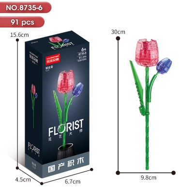 Конструктор LELEBROTHER Florist Тюльпан 8735-6, деталей 91 шт