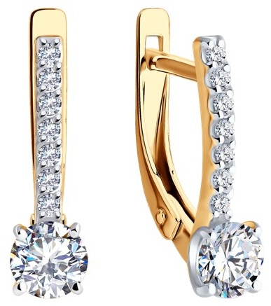Серьги Diamant 51-120-02334-1 вес 2.02 г золото, фианит