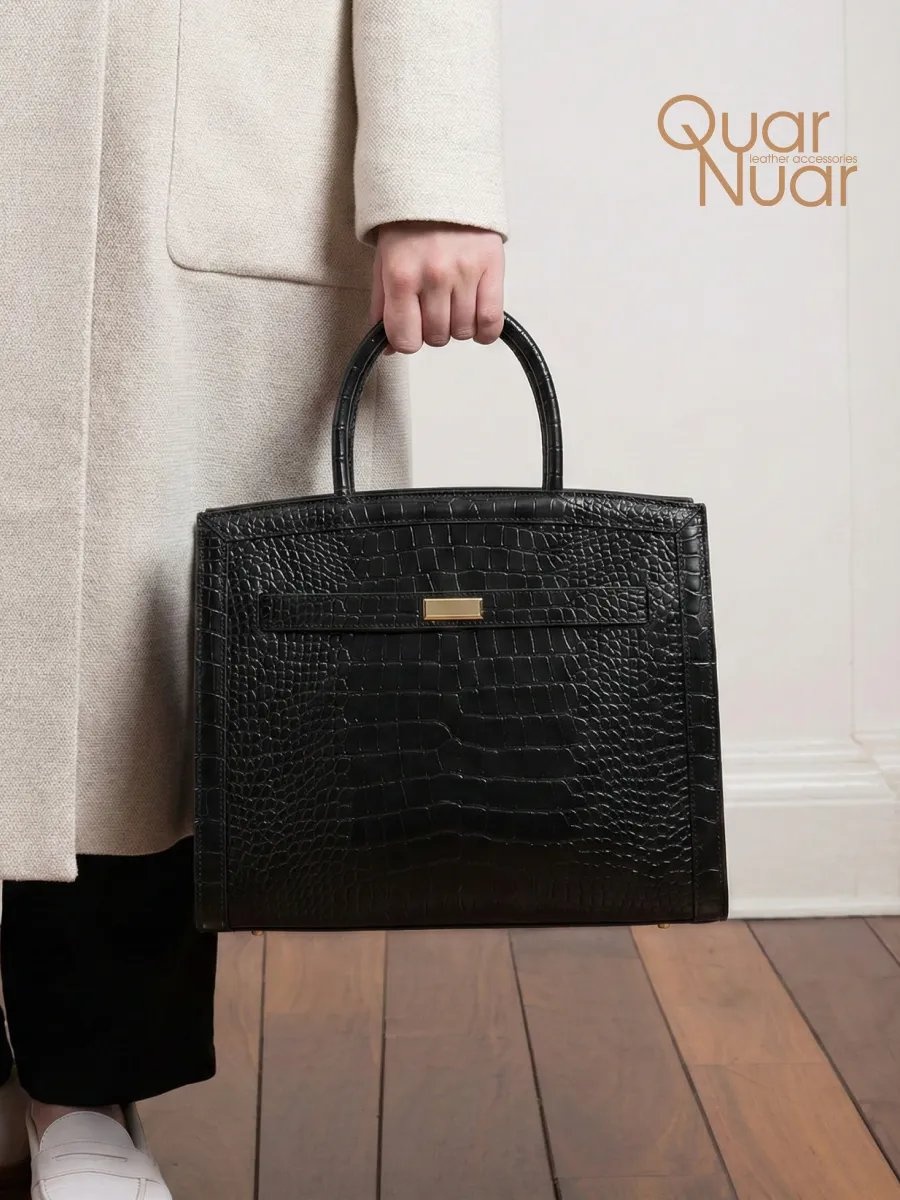 Сумка тоут Quar Nuar натуральная кожа черный