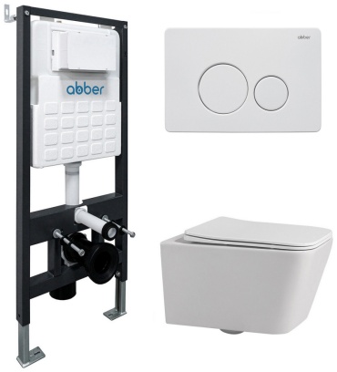 Abber рамная инсталляция Rechteck AC1201 белый с инсталляцией AC0105 и кнопкой AC0121MW белая матовая