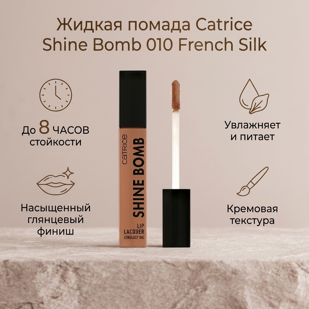Catrice Shine Bomb Lip Lacquer жидкая помада 010 French Silk