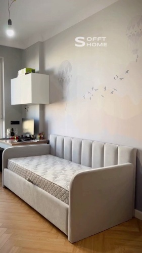 Кровать La Lune Kids 26 односпальная, 90x200 см (без матраса, подъёмный механизм) серый
