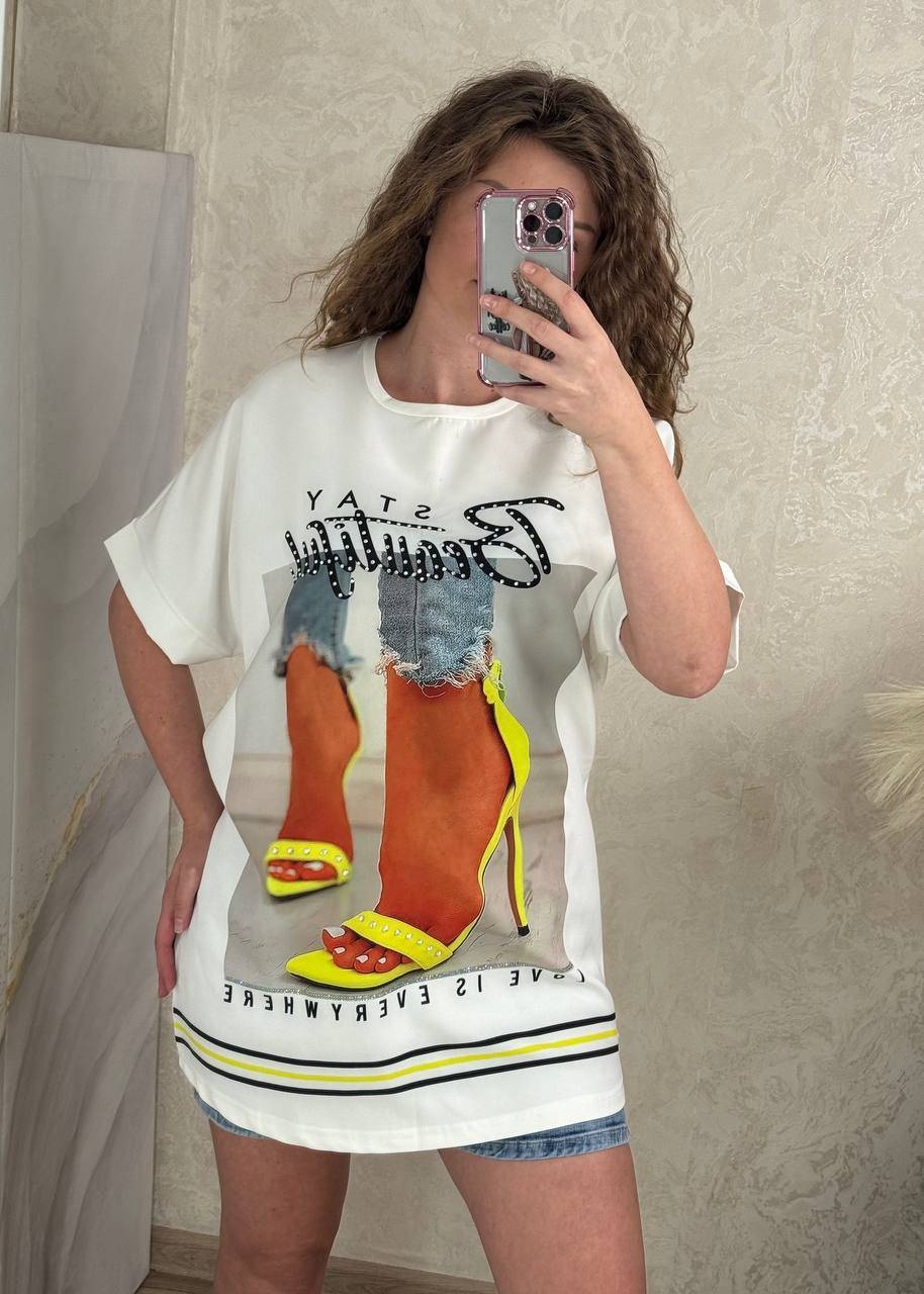 Футболка SEE MORE белый, желтый
