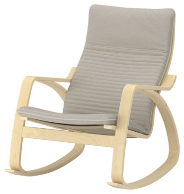 Кресло-качалка IKEA POÄNG birch veneer/Knisa , обивка полипропилен, бежевый