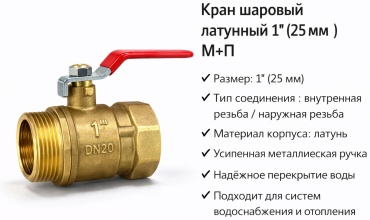 Кран шаровый ALAN резьбовой (BP/HP) ALAN/M+P/25m Ду 25 (1)