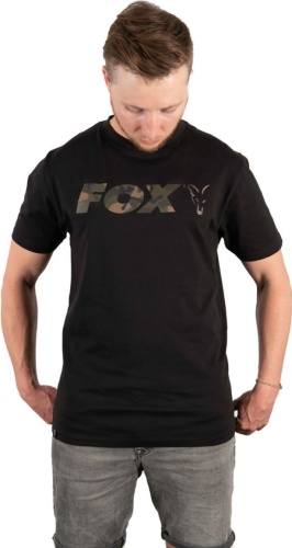 Футболка FOX T-Shirt Black & Camo Print Logo XXXL 60, 62