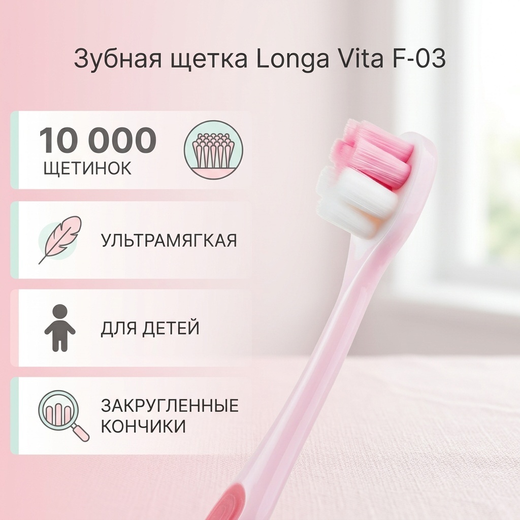 Longa Vita F-03 10000 щетинок зубная щетка ультрамягкая 1 шт