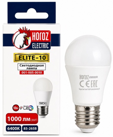 Horoz Electric 10W E27, светодиодная, холодный белый