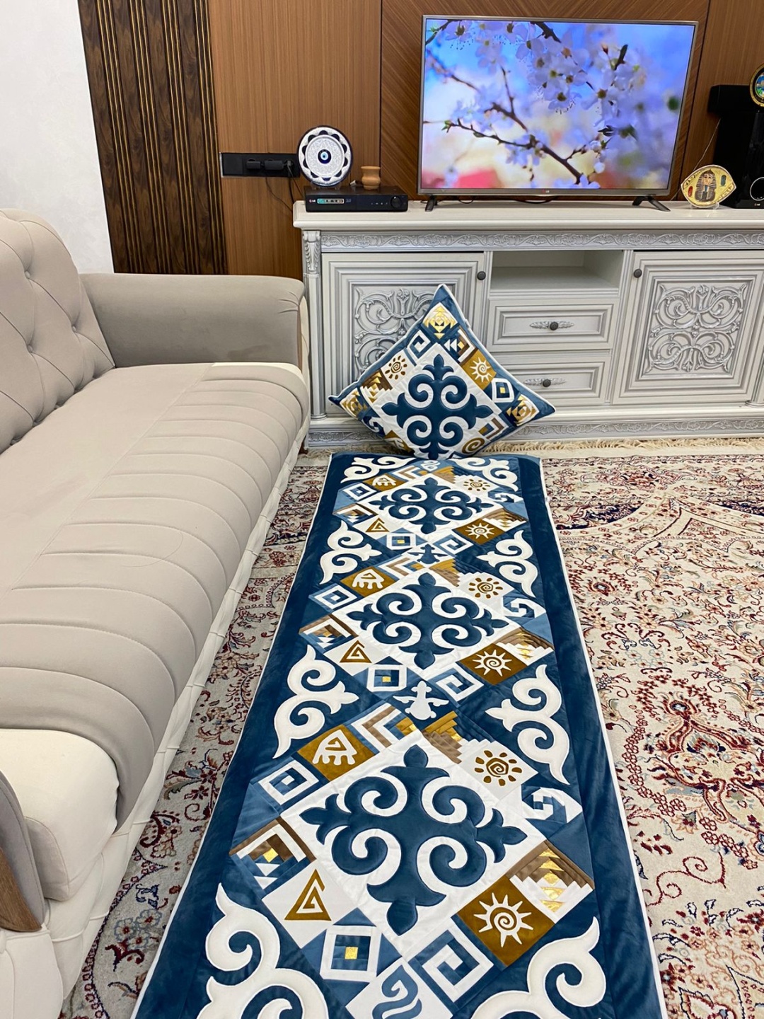 Комплект корпе с подушками 220x80 см, вата, холофайбер, морская волна