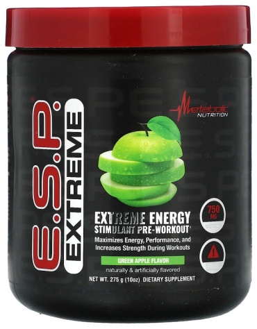 Metabolic Nutrition ESP Extreme Energy Stimulant Pre-Workout, зеленое яблоко, 275 г (10 унций) зеленое яблоко