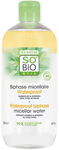 SO’BiO etic Two-Phase Micellar Water for Waterproof Makeup Bamboo мицеллярная вода 500 мл