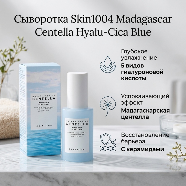 Skin1004 сыворотка Madagascar Centella Hyalu-Cica Blue для лица, для зоны декольте 50 мл