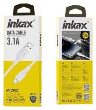 Кабель Inkax USB 2.0 (F), micro-USB 2.0 (M), 1 м, белый