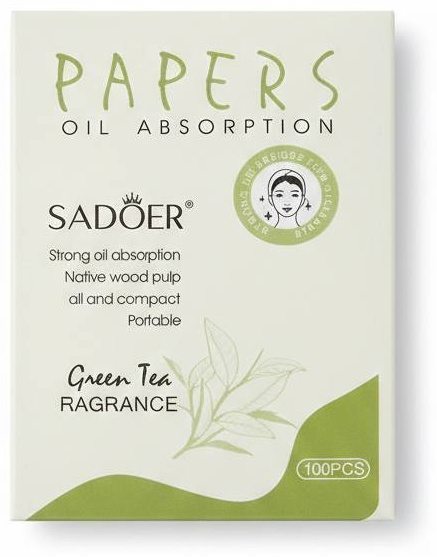 SADOER Green Tea Fragrance Oil Absorbing Paper - Матирующие салфетки с зеленым чаем салфетки матирующие бумажные 100 шт