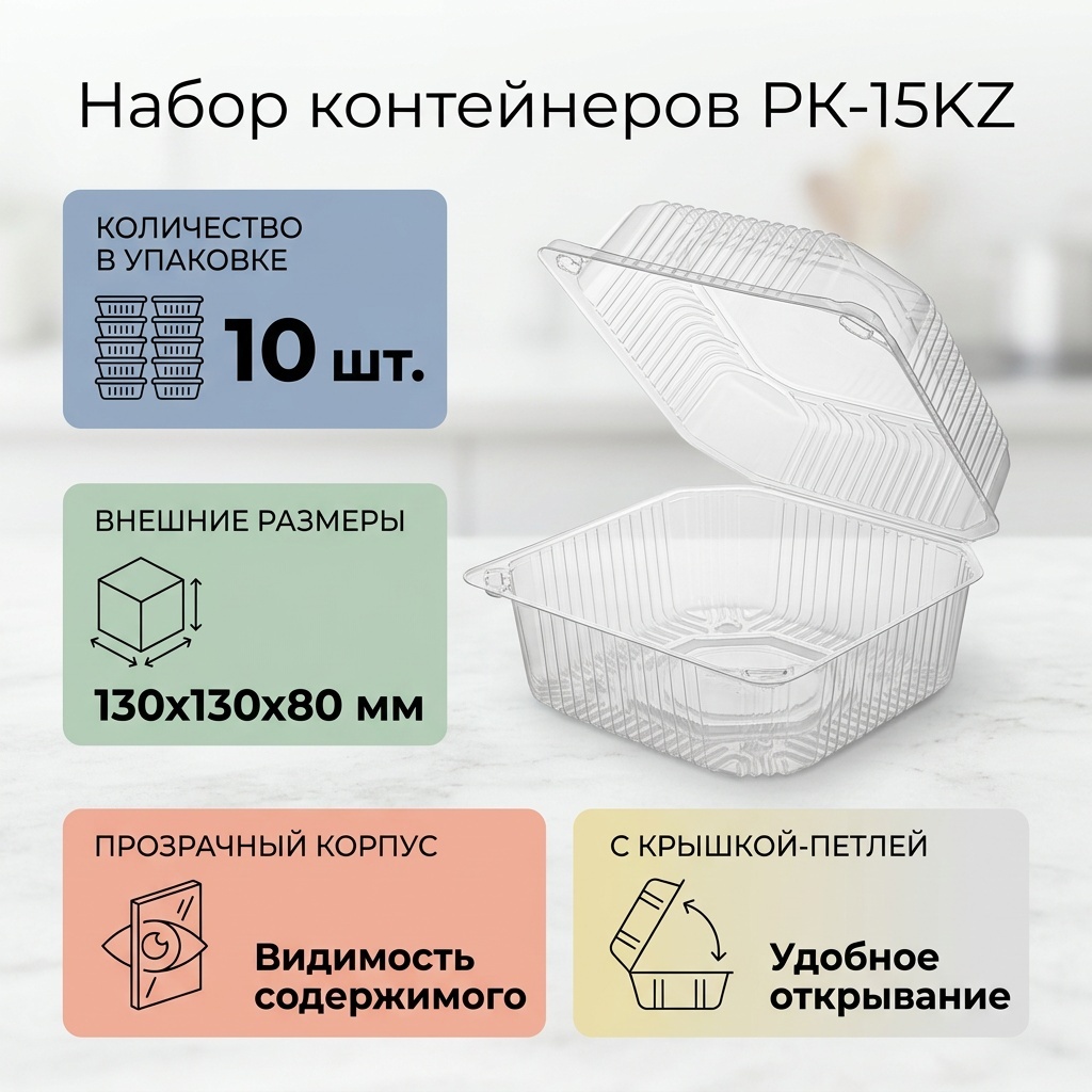 Контейнер РК-15KZ прозрачный 10 шт