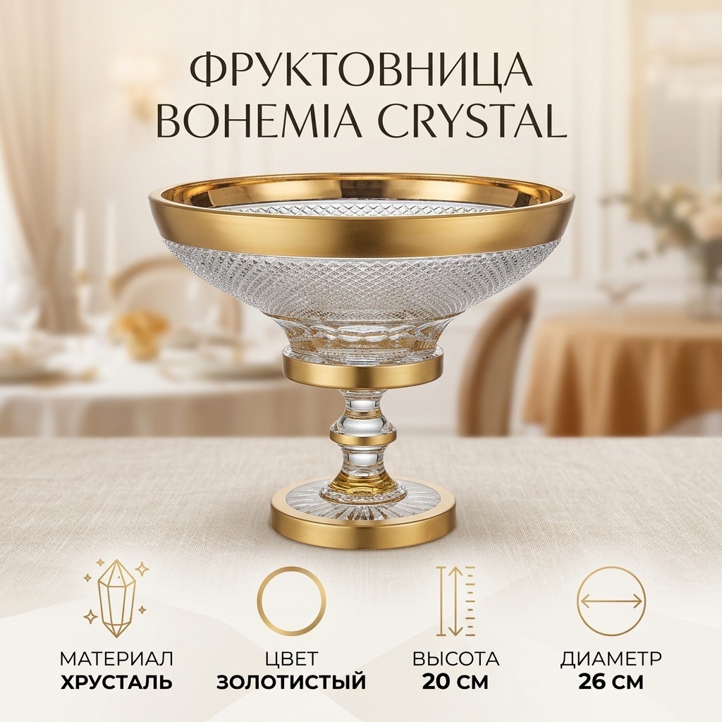 Фруктовница Bohemia Crystal 1 шт, хрусталь, 26х26 см