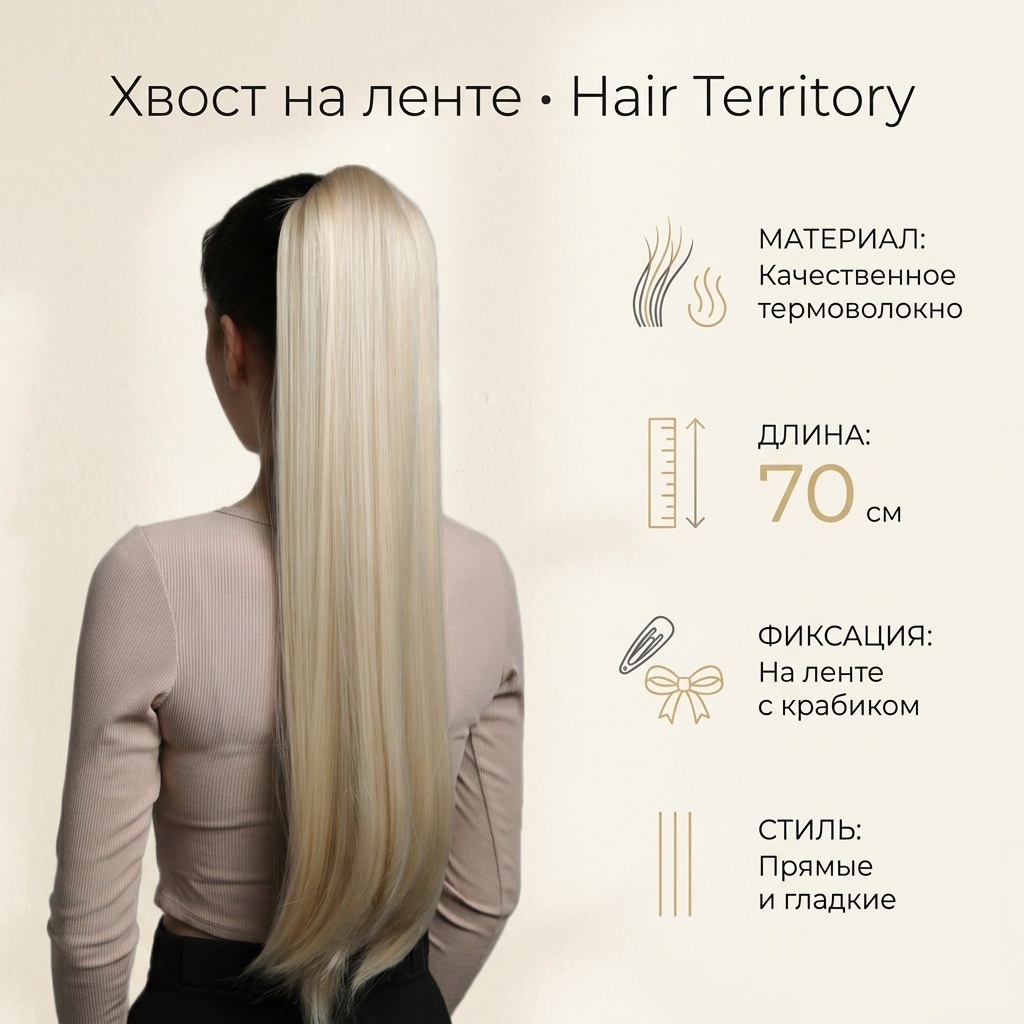 Hair Territory хвост на ленте блонд женский