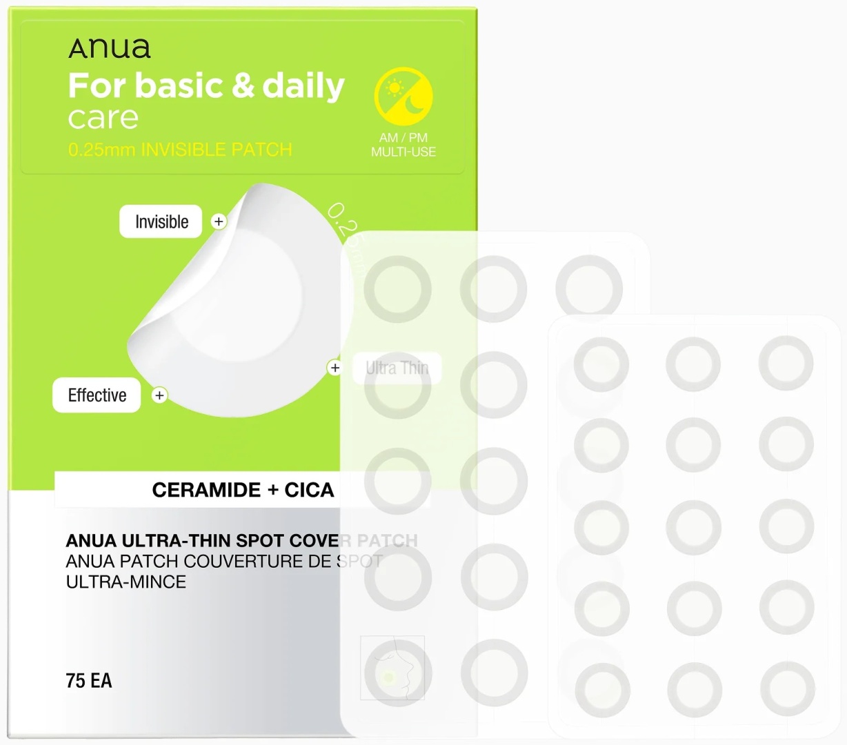 Патчи Anua точечные Ultra-Thin Spot Cover Patch Точечные Противовоспалительные Патчи 0.25mm 75шт противовоспалительные 75 шт