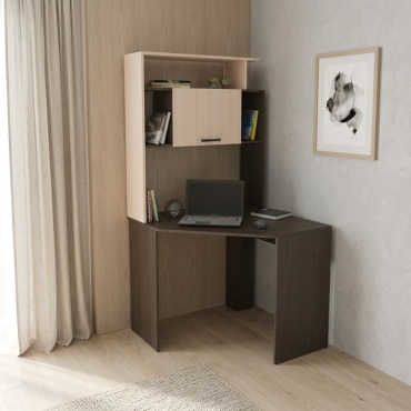 Стол компьютерный с надстройкой ТЭКС Квартет-12, 90х90x175 см, коричневый, бежевый