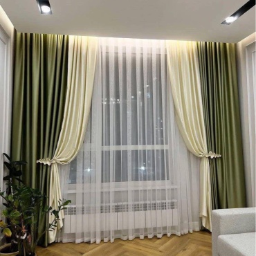 Панельные шторы 300x280 см 2 шт, велюр, зеленый
