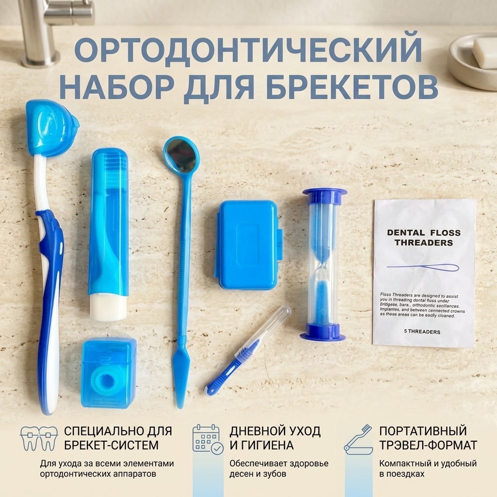 Ортодонтический набор для брекетов , для ухода за полостью рта набор по уходу за полостью рта средняя 8 шт