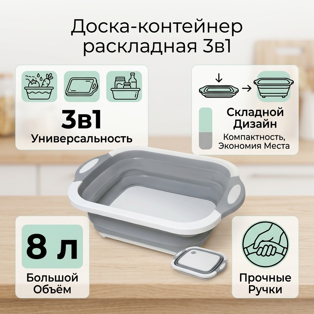Доска Раскладная контейнер 3в1