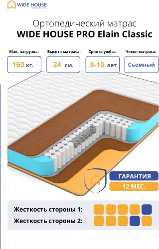 Матрас WIDE HOUSE PRO Elain Classic, 140x185x24 см
