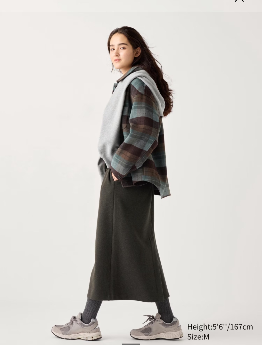 Прямая юбка Uniqlo темно-зеленый