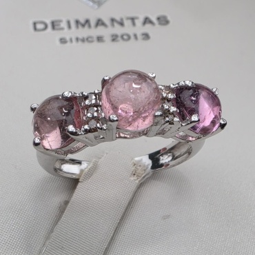 Кольцо Deimantas 132504393 размер 17 вес 3.63 г серебро, бриллиант, турмалин