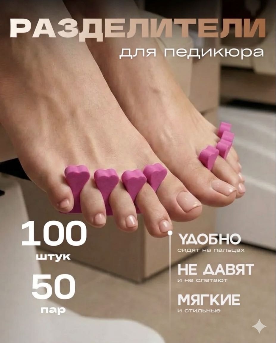 Afrodita разделители для пальцев Розовые 50 пар 100 шт