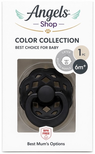 Пустышка angels shop Mumlove S-21 black pautina, 1 шт, черный