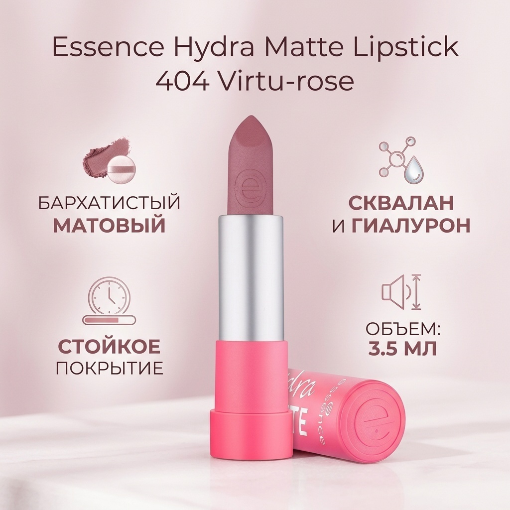 Essence Hydra Matte Lipstick помада 404 Virtu-rose