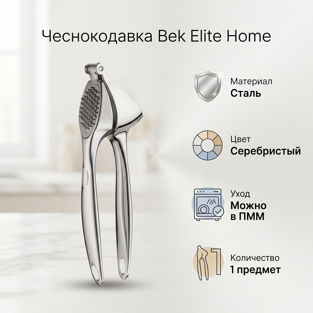 Чеснокодавка Bek Elite Home сталь, 1 шт
