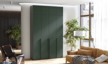 Распашной шкаф GreenMebel Nord 4, 160x265.4х51 см, графит, темно-зеленый