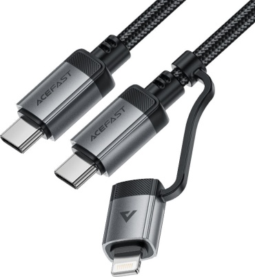 Кабель ACEFAST USB 3.0 (M), USB TypeC (M), Lightning (M), 1.2 м, C20-01 черный