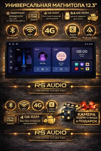 RS Audio TRR12.3 2 DIN универсальная