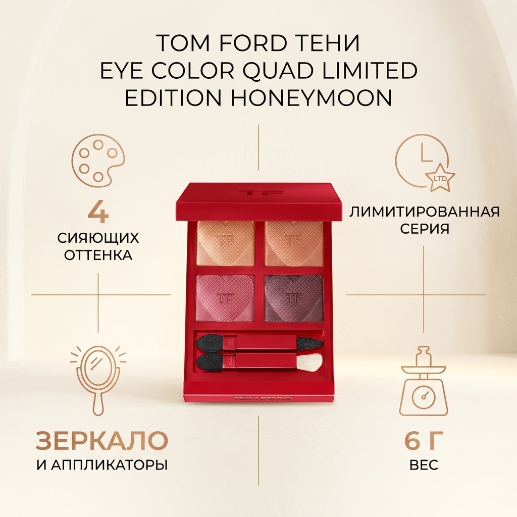 TOM FORD тени сухие Eye Color Quad Limited Edition Honeymoon