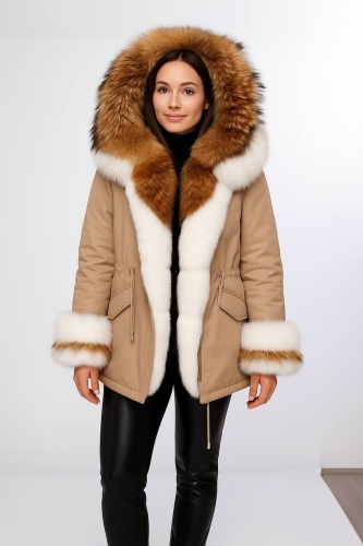Парка Idil Leather бежевый