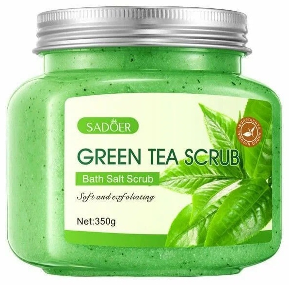 SADOER скраб Green Tea Exfoliating Cleansing Scrub Cream Отшелушивающий очищающий крем-скраб с зеленым чаем для тела 350 мл